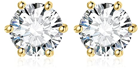 JewelryPalace Pendientes Mujer Plata 4ct Circonita Redonda, Solitario Pendientes de Tuerca Oro 14k Piedras, Pendientes Pequeños Mujer Diamante Simulado, Niña Clásicos Conjunto Joyas Novia