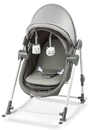 Bebeconfort Calys Babywippe, 3 in 1 Babywippe, Wippe, Von Geburt bis ca. 9 Monate, Gray Mist