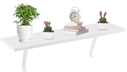 Supernic Radiator Shelf 60cm MDF Wooden Floating Shelf with Brackets Over Radiator Table for All White