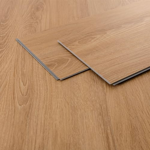 ML-Design Deluxe PVC-golv, Click Vinyl plankor, vinylgolv, 122 cm x 18 cm x 4,2 mm, tjocklek 4,2 mm, 6,16 m²/28 plankor, sandbar ek, brun, trälook, halkfri, vattentät, enkel installation