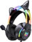 ONITOON Gaming Headset with Microphone, Cat Ears Headphones for PC/PS4/PS5/XBOX/Switch, RGB Backlight & Virtual Surround Sound, Lightweight Over Ear Headphones with Auto-Adjustable Headband