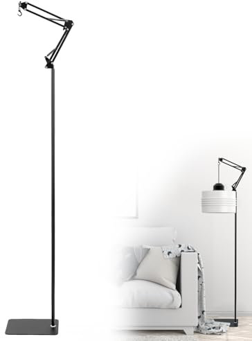 QWORK® Adjustable Reptile Heat Lamp Stand with Base, 60-140cm /27.5-60, Metal Heat Lamp Holder Hanger, for Amphibians Snake Lizard Turtle Spider Fish Aquarium