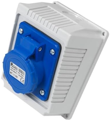 Prise murale industrielle 220 V 230 V, 3 pôles 2P+T, 32 A, IP54 - Rosi 11.1411