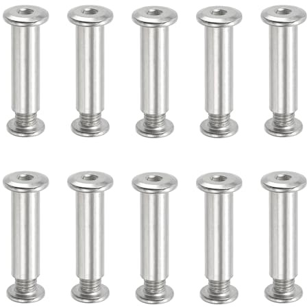 PATIKIL Hex Chicago Screws, 10 Set Binding Screw Posts M8 x 35 mm Connecting Hex Drive Socket Cap Bolt Nuts for Scrapbook Leather Belt Album Photo Furniture Repair, Silver