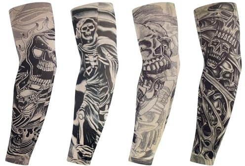 VPB 4 Pcs Fake Tattoo Sleeve,Art Arm Tattoos Sleeves For Men Women kids,Arm Tattoo Sleeve For Rockstar Fancy Dress Accessories Halloween Party Outfit Gift