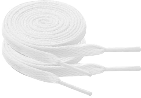 Chic Defend 2 Paar Flach Schnürsenkel 8 mm Breite Ersatz Schuhbänder Flat Sneaker Shoelace für Sportschuhe Turnschuhe Laufschuhe Shoelaces für Herren & Damen 60-180cm, Weiß, 100 cm - 2 Paar