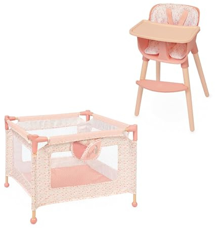 DE CUEVAS TOYS- Trona y Parque Muñecas, Color Rosa, Grande (40074)