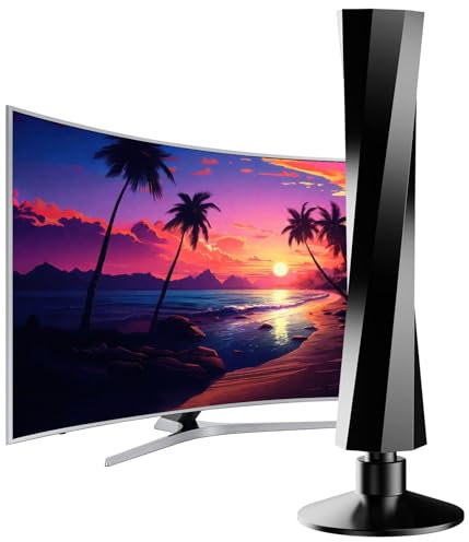 Antenne TV Intérieure 360° – Réception Omnidirectionnelle pour Télévision Numérique, Compatible TNT HD 4K, Facile à Installer, Câble Coaxial 3M