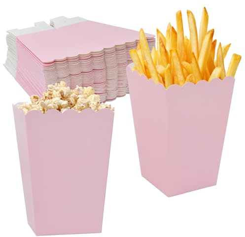 50 Pezzi Scatole per Popcorn, Sacchetti Pop Corn Rosa, Mini Contenitori Carta per Popcorn, Piccole Porta Pop Corn in Cartone per Matrimoni, Serate al Cinema, Carnevale, Vacanze, Feste, Teatro