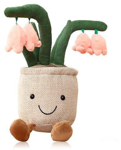 XIMEY Plyschdjur, växtformad plyschleksak, dockblommor, mjuk och tvättbar leksak, present till barn, flickor och pojkar (rosa klocka)