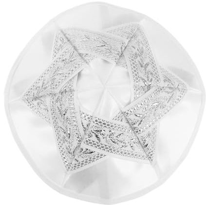 OSOLADY Kipá de satén Blanco para Hombres y niños - Kipá judía Tradicional Bordada - Sombrero Yamaka con la Estrella de David - Gorro de oración judío israelí para Celebraciones 17