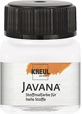 KREUL 90911 - Javana Stoffmalfarbe für helle Stoffe, 20 ml Glas in weiß, geschmeidige Farbe auf Wasserbasis mit cremigem Charakter, dringt fasertief ein, waschecht nach Fixierung