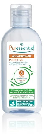 Puressentiel, Purificante, Gel Disinfettante Mani, Presidio Medico Chirurgico, Azione anti-batterica, anti-virale e levuricida, 3 Oli essenziali, Effetto idratante, Formato tascabile, 80 ml