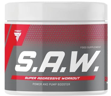 TREC Nutrition S.A.W - Pump Supplement - 400g Powder - Amino Acid – Arginine – Citrulline – Beta Alanine – Taurine - Extracts of Grapes – Caffeine – Creatine (200g, Wildberry)