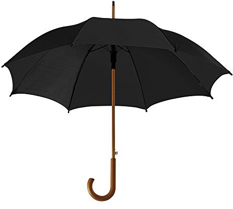 eBuyGB Automatic Opening Classic Wooden Crook Handle Large Umbrella Rainproof for Men and Women Umbrella Windproof Strong - Black 41.5 Inch / 105cm Span 90cm Length