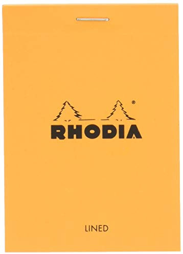 RHODIA cf11600 Notepad No. 11 (A7), Horizontal Ruled, 80 Sheets, Water Repellent Cover, Perforated, PEFC Certified, Block Rodia Line No. 11 (7.4 x 10.5 cm) Orange