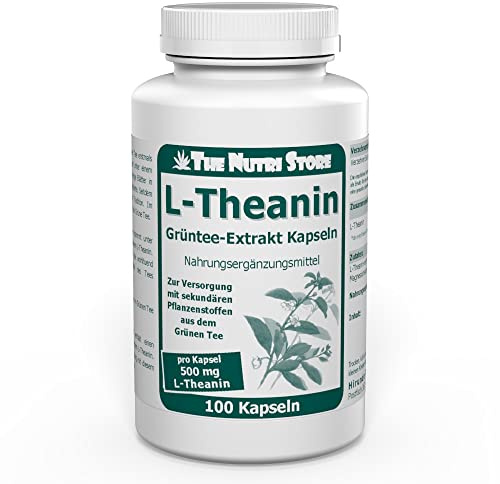 L-Theanin 500 mg pro Kapsel - 100 Stk. - Zur Versorgung mit sekundären Pflanzenstoffen aus dem Grünen Tee - 3 Monatsvorrat
