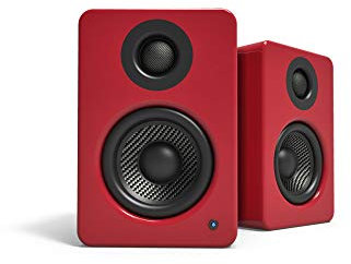 Kanto YU2GR PC Gaming Desktop Speakers | 3 Composite Drivers | 3/4 Silk Dome Tweeter | Class D Amplifier | 100 Watts | Built-in USB DAC | Subwoofer Output | Pair | Gloss Red