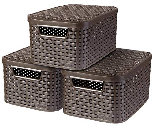 Curver STYLE BOX S mit Deckel, 3er-Set, dunkelbraun, 3x7L