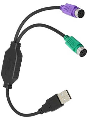 GELRHONR PS/2 to USB Cable, PS/2 Keyboard to USB Adapter, PS/2 Mouse and Keyboard Extension Cable -Black