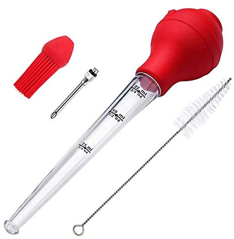 Turchia Baster Kit Marinata Iniettore Cibo Siringa di Carne Siringa Commerical Grade Qualità FDA Lampadina in Gomma Inclusi Iniettore Marinata Ago e Spazzola per Turchia Bistecca BBQ