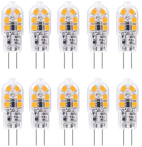 ShuoHui 10x G4 Led Birne Warmweiss, 1.2W 12V Led Glühbirnen, Ersatz für 10W Halogenlampen, 120lm 3000K 360° AC/DC Leuchtmittel, Kein Flackern Nicht Dimmbar Stiftsockellampe