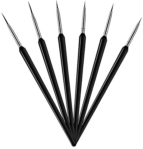 Lot de 6 pinceaux à ongles en 3 tailles, ensemble de stylos de peinture, pinceaux en acrylique pour dessiner des ongles, accessoires pour ongles en gel, eye-liner