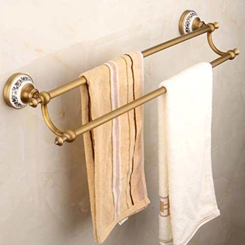 Antiker Handtuchhalter im europäischen Stil, Badezimmer-Badezimmer-Badetuchhalter aus blauem und weißem Porzellan, Badezimmer-Hardware-Anhänger (Size : Double Pole)