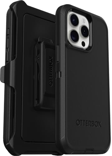 OtterBox Defender Case for iPhone 15 Pro Max, Shockproof, Drop Proof, Ultra-Rugged, Protective Case, 5x Tested to Military Standard, Black, No Retail Packaging