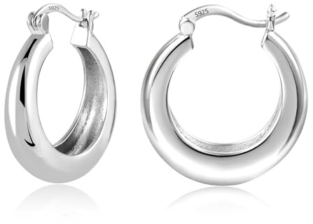 KISSPAT Drop Dangle Boucles d'Oreilles Créoles pour Femme | Boucles d'Oreilles Créole Or Argenté Épais Lune Goutte Ovale Trapèze Torsadé Léger Tendance Bijoux Cadeau Hypoallergénique