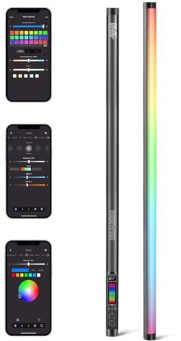 NEEWER TL120C RGB Videoleuchte Lichtstab, 42W Vollfarb RGBWW Leuchtstab LED Videolicht mit APP/2,4G/DMX Steuerung, Handlichtstab mit 7 Pixel Effekte/18 Szenen,2500-10000K CRI97+ TLCI98+, 6000mAh Akku