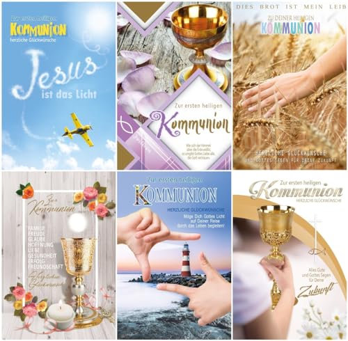 50 Grußkarten Glückwunschkarten Kommunion Zur heiligen Kommunion Kommunionskarte Glückwünsche mit farbigen Umschlägen