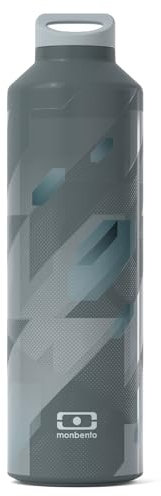 MONBENTO - Bouteille isotherme Homme MB Steel graphic Dimensions - Gourde Isotherme Inox 500ml avec Infuseur Thé - Garde au Chaud/Froid - Bouteille Inox Travail/Randonnée/Sport - Motif Géométrique