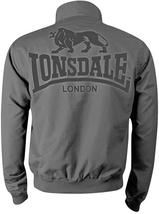 Lonsdale Classic Men's England Style Harrington Jacket Anthracite/Grey With Black Back Logo (Size Medium)