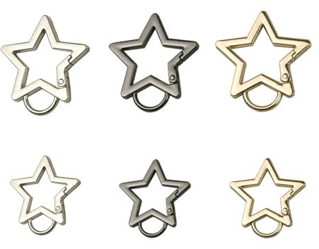 6 Piecès Porte Clef,Porte Clé Étoile,Anneaux Porte Clé,Attache Porte Clé,Mousqueton Petit,Boucle À Ressort en Alliage Convient pour Le Camping,La Pêche,La Randonnée Et d'autres Occasions