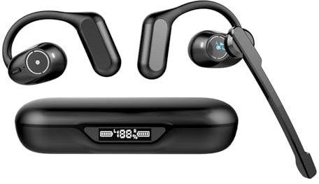 BANIGIPA hörlurar med öppna öron med avtagbar bommikrofon, äkta trådlösa öronsnäckor med DSP brusreducerande mikrofon för samtal, Bluetooth 5.4-headset med laddningsfodral för kontor hem arbete resor