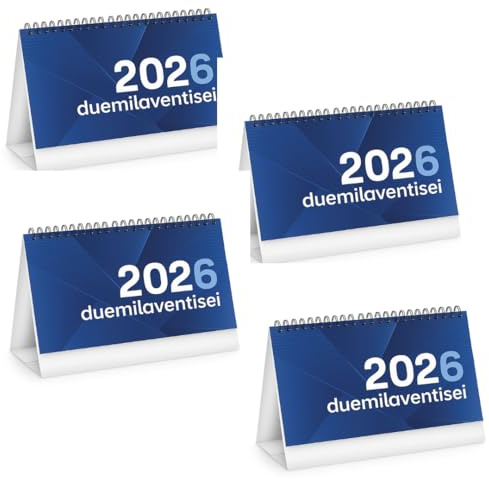 Calendario da Tavolo 2026, Formato 19x14 cm, Mese a Vista N°4 Pezzi