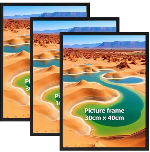 Vasemouh Cornice 30x40, Portafoto da Parete, Perfetto per Casa Ufficio, Cornice Nera PVC, Set da 3 Pezzi