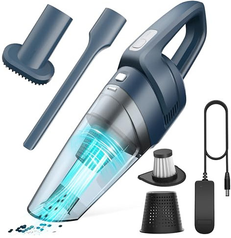 Hangorize Handheld Vacuum - Car Vacuum Cleaner Cordless, Mini Portable Rechargeable Hand Held Vacuum Cordless with Washable Filter and Nozzles, Car Cleaner for Car Office Keyboard Carpet