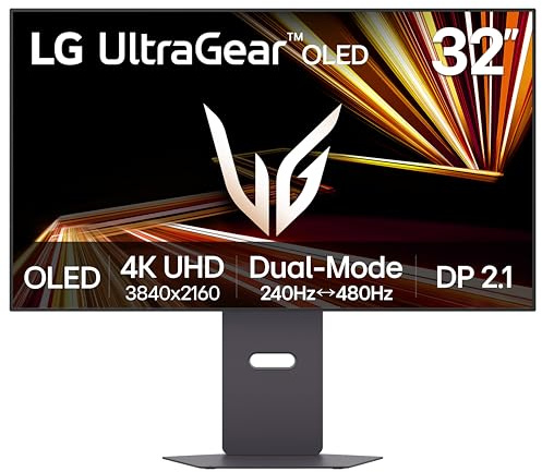 LG 32GX870A-B 32-inch Ultragear 4K UHD (3840 x 2160) OLED Gaming Monitor, Dual-Mode, 240Hz, 0.03ms, NVIDIA, AMD FreeSync Premium Pro, VESA DisplayHDR True Black 400, USB Type-C, DP2.1