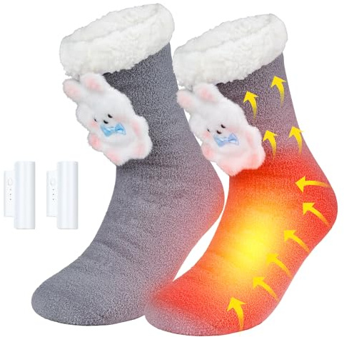 Snorthy Scaldapiedi Elettrici Scaldapiedi Ricaricabile con 2 batterie da 2200mAh Elettrico Morbido Calzini Riscaldanti 3 Temperatura Elettrici USB Ricarica Piedi per Donn Casa, l'ufficio e i viaggi