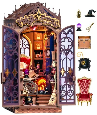 Rolife Book Nook Miniature House for Adults Magic Fantasy Corner, 3D Puzzle with Closing Door, Booknook Diorama Kit for Corner Bookshelf, Unique Christmas & Birthday Gift