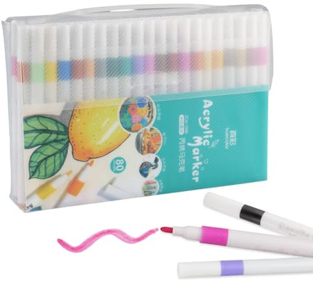 oupados Whiteboard märkpenna svart foliepenna 80 stycken 80 färger avtorkbara svarta whiteboardpennor med fin spets bredd och icke permanent markör, för skola, kontor och hem