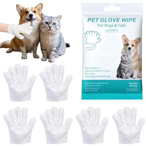 6PCS Pet Cleaning Gloves for Dogs & Cats, Disposable Grooming Bath Mitts