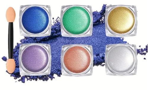 6 Farben Brilliant Jelly Eyeshadow Set, Flashing Sequin Fine Flash Crystal Eyeshadow, Sparkling Glitter Bling Shimmery Makeup, Highlighter zum Aufhellen der Augenwinkel für Halloween Weihnachten