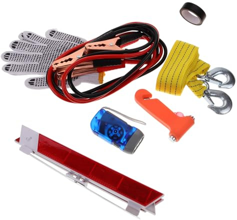 SOIMISS Kit D’outils de Dépannage Automobile Multifonction 8 Pièces, Kit D’assistance Routière Compact pour Voiture, Accessoires Essentiels pour Urgence et Inspection Véhicule, Ensemble