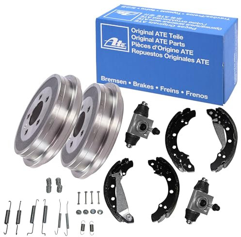 ORIGINAL ATE 2x Bremstrommel Ø200 + Bremsbackensatz + Zubehör + Bremsradzylinder Hinten kompatibel mit Audi