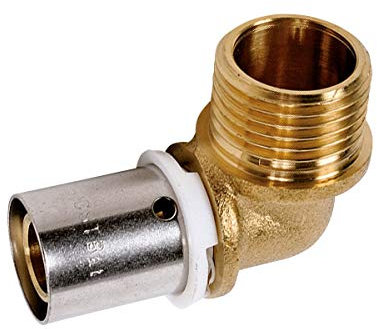 Raccord PER coudé 90° à sertir M 3/8 Ø 12 mm PB tub