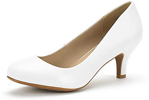 DREAM PAIRS Women's Low Heel Wedding Party Pumps | 2.5 Heel, Classic Round Toe, Slip-on, Comfortable Latex Insole, Durable Slip-resistant Outsole