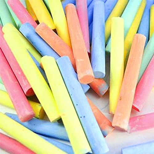 JMS we create smile Kids Jumbo Pavement/Coloured/White Boards, Sidewalk Chalk Chalk Non Toxic-Hopscotch Chalks (100 x Coloured Chalks Sticks for School)